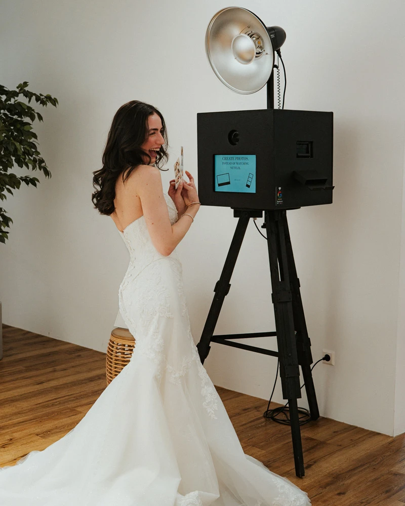 Bride using photobox