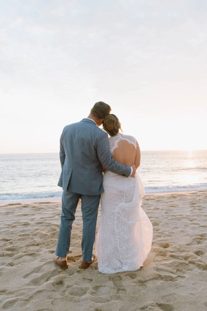 True Bride Nathalia and Patrick looking out at the sunset