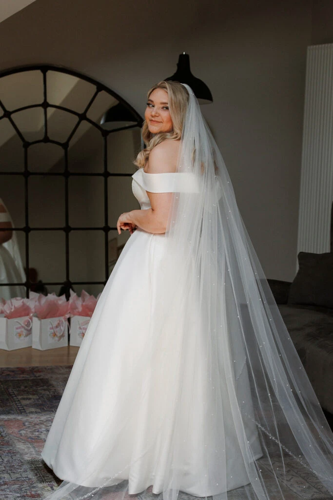True Bride Janine in her wedding dress