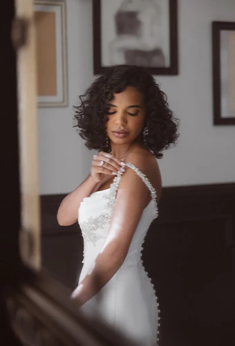 Bride getting ready on her wedding day