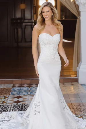 lace strapless mermaid wedding dress