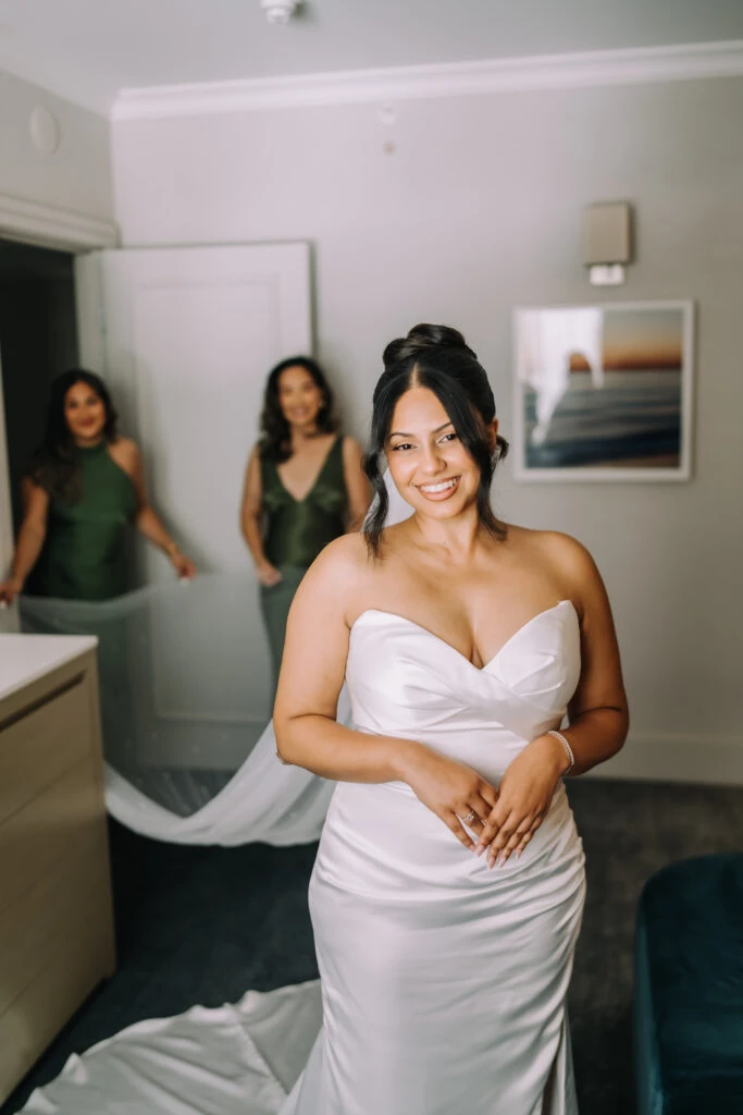 True Bride Kayla wearing the beautiful Essense of Australia Style D4034 wedding dress