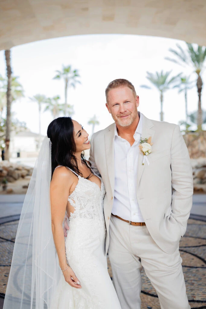 True Bride April smiling at her husband Aaron