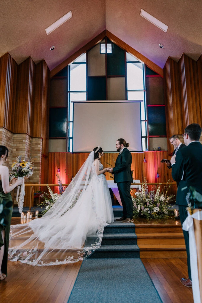 True bride Erin with her husband at their ceremony