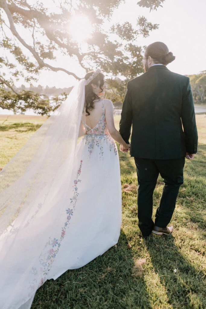 True bride Erin posing with her husband