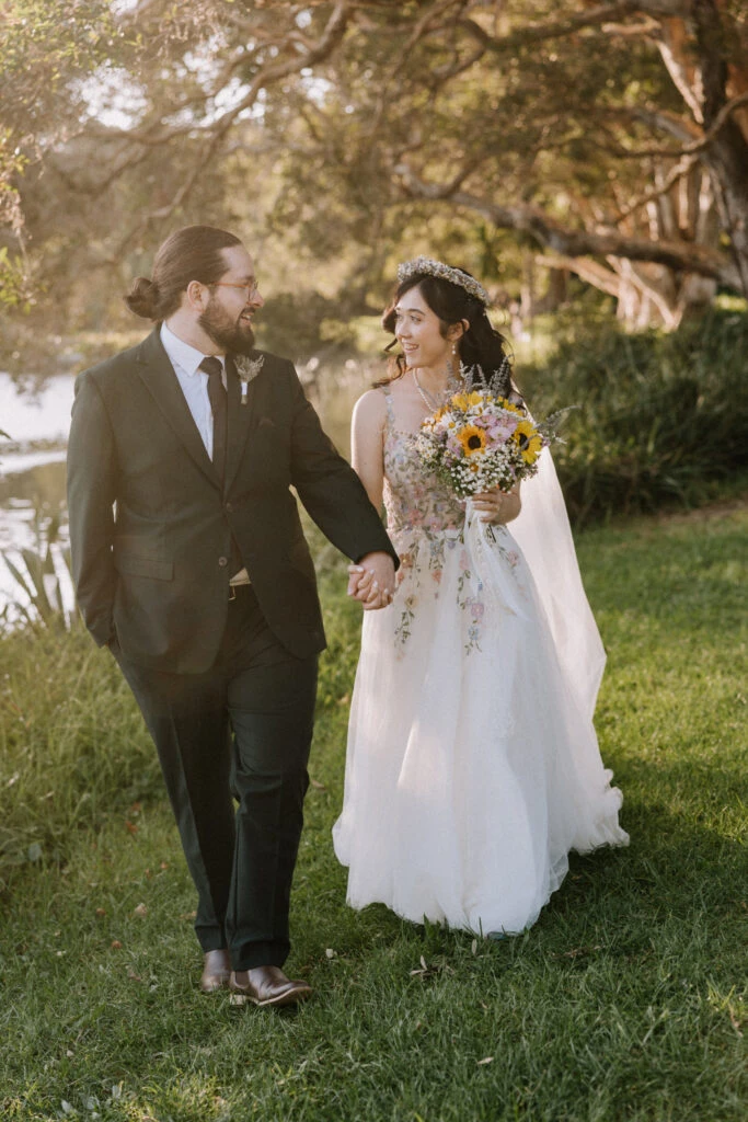 True bride Erin posing with her husband