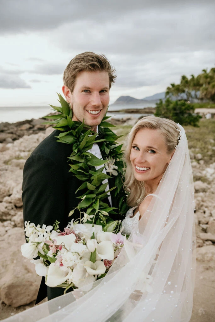 True bride Erin posing with her husband