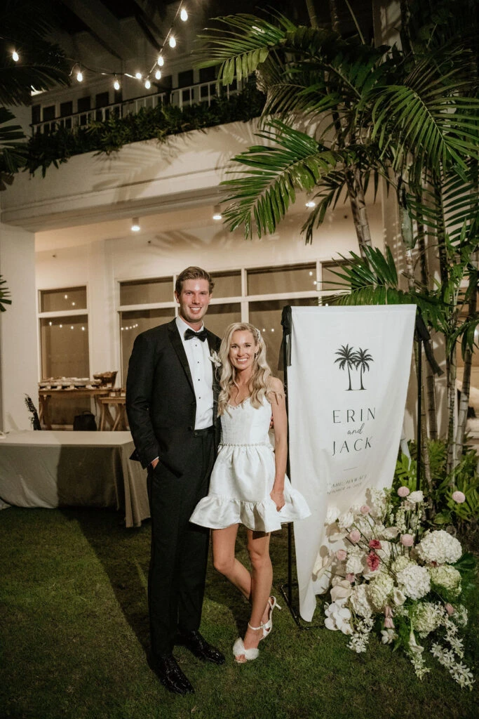 True bride Erin and her husband posing at the reception