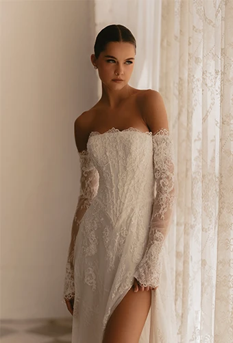 strapless lace column wedding dress by Martina Liana - ML1954
