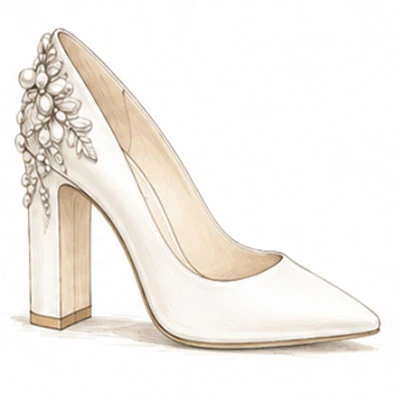 Block heel bridal shoes