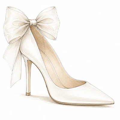 Stiletto bridal heel with bow detail