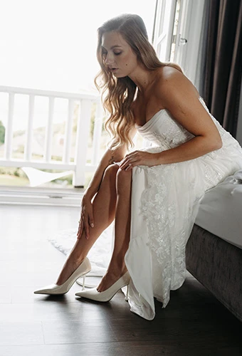 Bride getting ready on her wedding day
