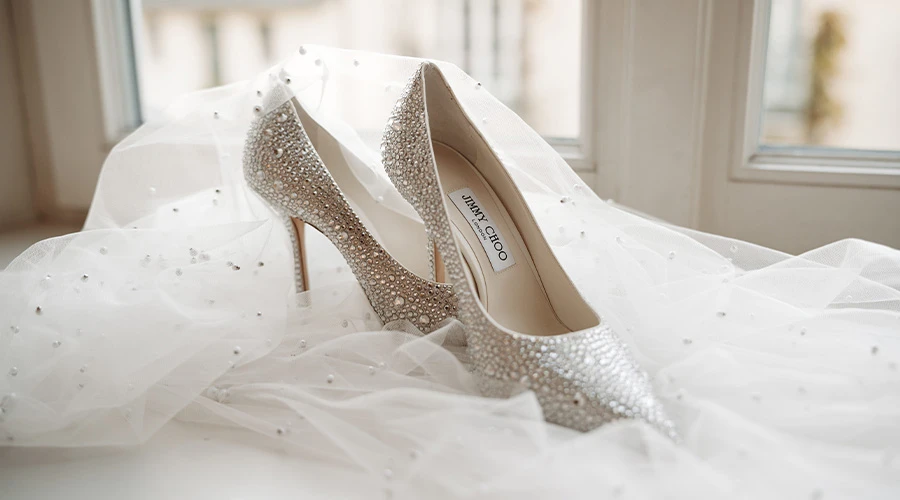 Sparkling bridal shoes
