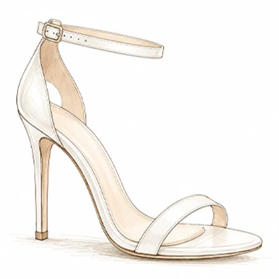 Simple bridal stiletto shoe with strap