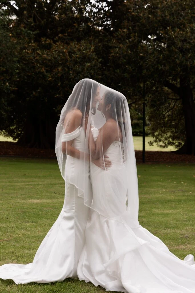 True bride Ezara posing with her wife