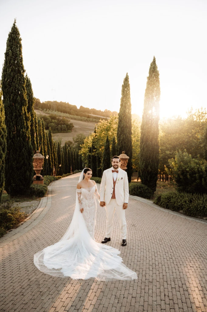 True bride Claudia posing with her husband