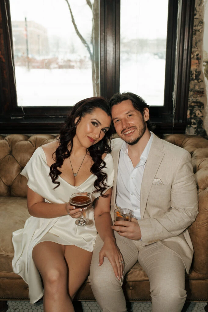 True bride Ashley posing with her husband