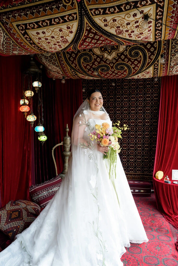 True bride Seyma posing in her wedding gown