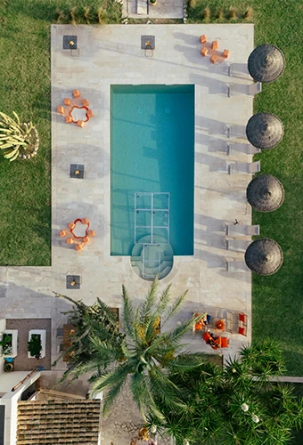 Outdoor wedding venue with pool