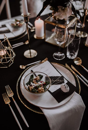 Wedding reception table set